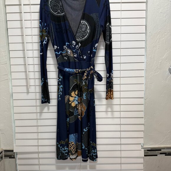 Hale Bob stretchy pull over v-neck retro print dress; Size S - Picture 2 of 7